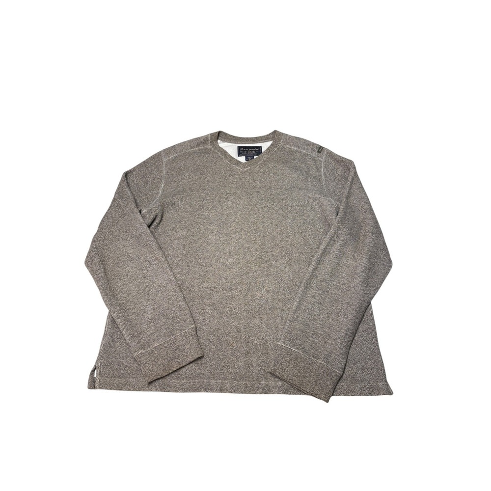 Vintage Abercrombie & Fitch Mens XL Brown Marled Knit V-Neck Cotton Sweater